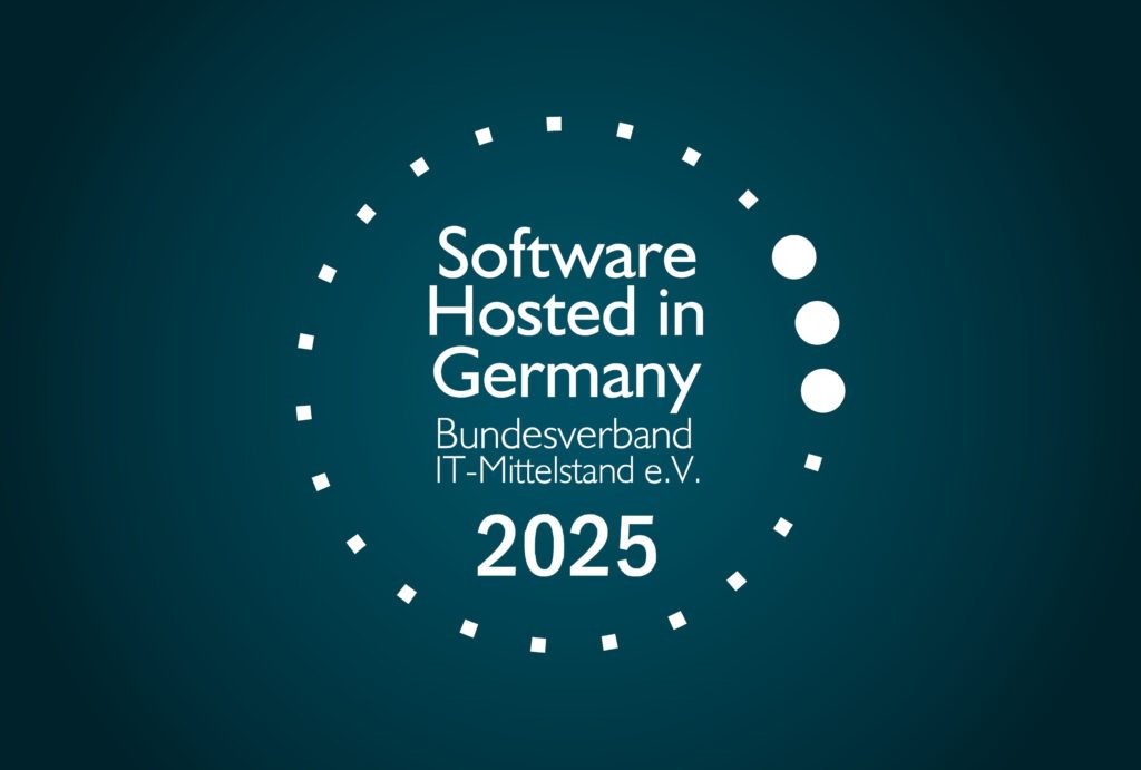 Grafik welche das Software hosted in Germany Siegel zeigt
